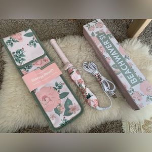 FLORAL BEACHWAVER S1 ROTATING CURLING IRON PINK PETAL